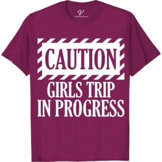 Girls Trip Alert: Fun Caution Sign Vacation Tee  Get ready for your girls trip with our fun caution sign vacation tee! Perfect for group vacations, this travel-themed t-shirt adds humor to your getaway. Shop our collection of girls trip apparel and funny travel t-shirts for women today!