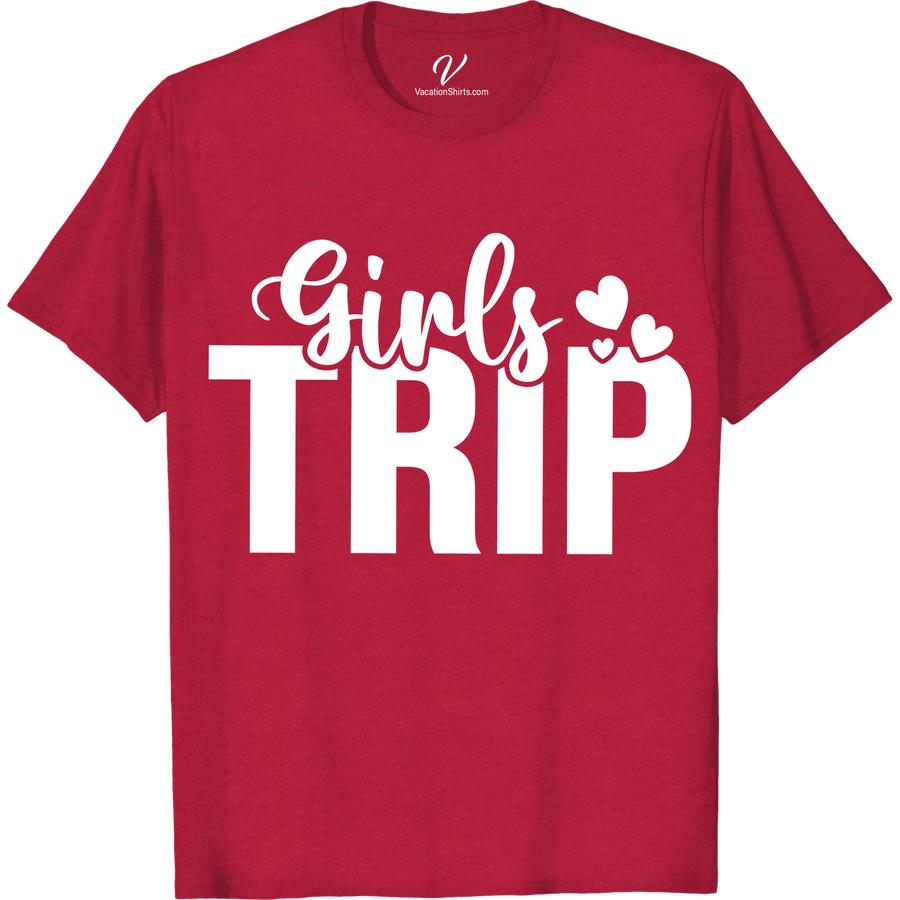 Girls Trip T-Shirt - Fun & Stylish Vacation Tees Get ready for your next girls getaway with our fun and stylish Girls Trip T-Shirt! Perfect for matching vacation shirts, these cute trip shirts are ideal for any ladies' weekend. Grab your travel t-shirts for women and make your trip unforgettable with our trendy girls weekend shirts.