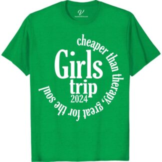 2024 Girls Trip Tee - Fun & Affordable Therapy Alternative  Gear up for an unforgettable 2024 girls trip with our fun and affordable therapy tee! Perfect for group travel, our vacation shirt doubles as a stylish therapy alternative fashion. Get your girls getaway apparel and ladies trip outfits sorted with this must-have girls trip souvenir.