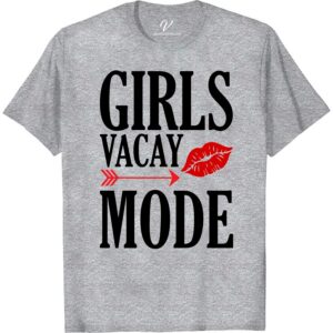 Girls Vacay Mode T-Shirt - Fun Lips & Arrow Graphic Tee  Get ready to hit the beach in style with our Girls Vacay Mode T-Shirt! This fun lips and arrow graphic tee is the perfect addition to your summer vacation wardrobe. Ideal for a girls' trip or weekend getaway, this travel graphic tee is a must-have for any ladies' vacation.