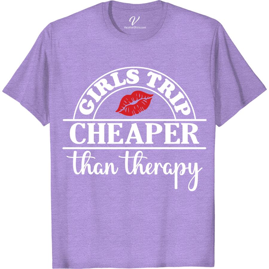 Fun 'Girls Trip' Tee - Affordable Therapy Alternative Get ready for your next adventure with our 'Girls Trip T-Shirt'! This fun girls getaway top is the perfect travel therapy shirt and an affordable therapy alternative for your group vacation. Grab one for you and your crew as a girls trip souvenir or a funny travel tee to remember the good times.