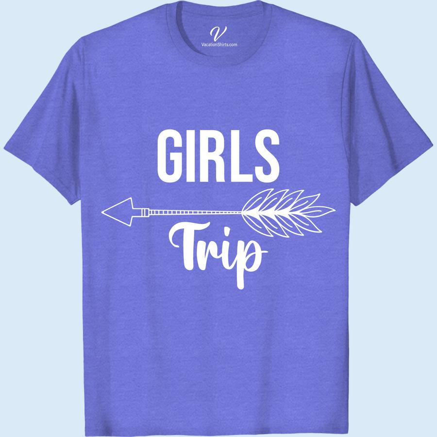 Girls Trip Adventure Arrow Tee - Fun Colors & Styles Girls Trip Shirts Get ready for your next girls' trip with our Adventure Arrow Tee! Perfect for group travel, these fun vacation tees come in a variety of colors and styles. Travel in style with our trendy vacation clothing, designed specifically for women. Shop now for the ultimate girls getaway apparel!