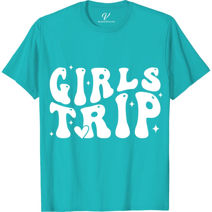 Chic Girls Getaway Tee - Ideal for Group Vacay Fun Grab your squad and make a statement with our Chic Girls Getaway Tee! Perfect for group vacays, these stylish travel t-shirts are the ultimate fun travel tops. Mix and match or go full-on matching, these trendy travel t-shirts will make your trip unforgettable!