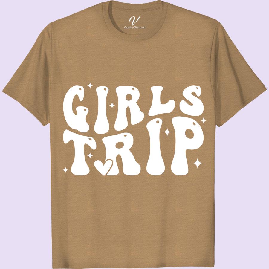 Chic Girls Getaway Tee - Ideal for Group Vacay Fun Girls Trip Shirts Grab your squad and make a statement with our Chic Girls Getaway Tee! Perfect for group vacays, these stylish travel t-shirts are the ultimate fun travel tops. Mix and match or go full-on matching, these trendy travel t-shirts will make your trip unforgettable!