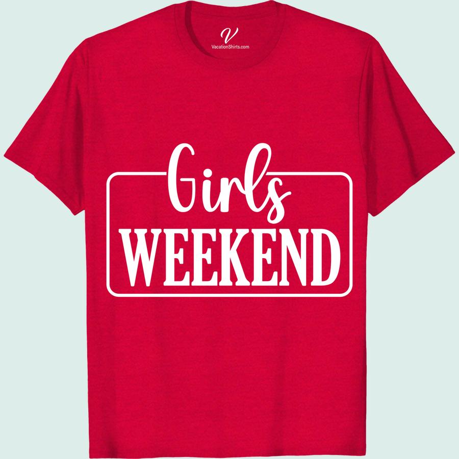 Girls Weekend Getaway Tee - Various Colors & Designs Girls Trip Shirts Pack your bags and grab your Girls Weekend Shirt for the ultimate getaway! Our Vacation Tee is perfect for any ladies trip, with various colors and designs to choose from. Group travel has never looked better with our customizable Girls Trip Apparel. Get your Weekend Getaway Outfit and Travel Shirt for Women today!