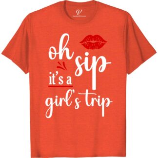 Girl's Trip Tee - Oh Sip It's Time for Fun | VacationShirts  Get ready for your next adventure with our Girls Trip T-Shirt! Perfect for bachelorette parties, weekend getaways, or wine tastings, this fun travel tee is a must-have for any ladies trip. Grab matching group tees for the whole squad and make a statement on your next beach vacation or road trip!