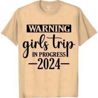 Women's 2024 Girls Trip Tee - Fun Warning Sign Design  Get ready for your next adventure with our Women's 2024 Girls Trip Tee! Featuring a fun warning sign design, this travel t-shirt for women is perfect for any destination. Whether it's a girls getaway or a women's trip, this funny vacation t-shirt is sure to turn heads.