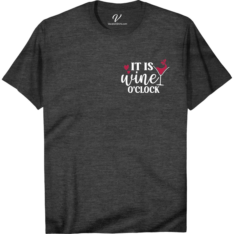 Wine O'Clock Humor Tee - Perfect for Vacay | VacationShirts Unwind in style with our Wine O'Clock Humor Tee - the ultimate travel t-shirt for your beach vacation. This funny wine shirt is perfect for any wine lover looking for a casual vacation tee that's sure to get laughs. Get yours now and make every hour wine o'clock!