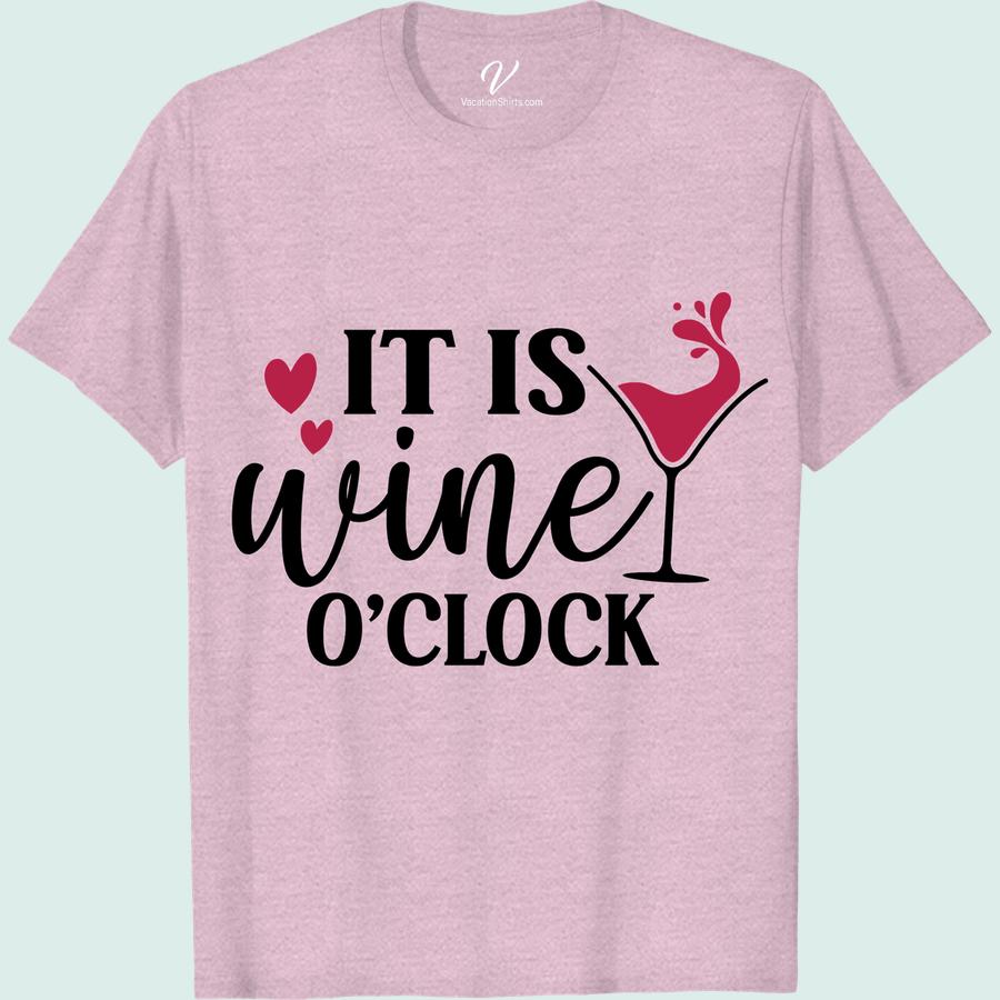 Wine O'Clock Humor Tee - Perfect for Vacay | VacationShirts Wine Trip Shirts Unwind in style with our Wine O'Clock Humor Tee - the ultimate travel t-shirt for your beach vacation. This funny wine shirt is perfect for any wine lover looking for a casual vacation tee that's sure to get laughs. Get yours now and make every hour wine o'clock!