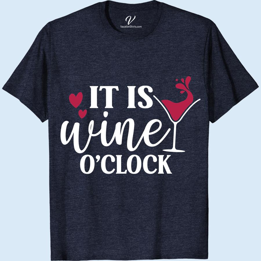 Wine O'Clock Humor Tee - Perfect for Vacay | VacationShirts Wine Trip Shirts Unwind in style with our Wine O'Clock Humor Tee - the ultimate travel t-shirt for your beach vacation. This funny wine shirt is perfect for any wine lover looking for a casual vacation tee that's sure to get laughs. Get yours now and make every hour wine o'clock!