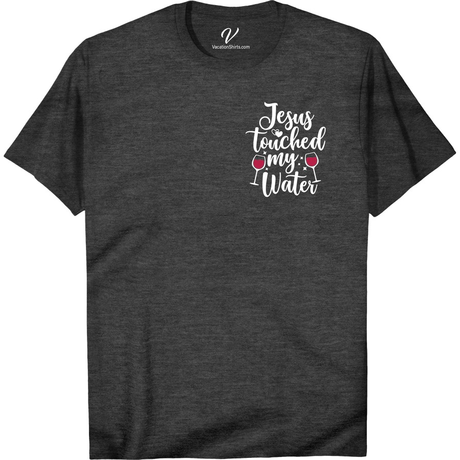 Jesus Turned My Water Tee - Hilarious Vacation Shirt Get ready to make a splash on your next trip with our Jesus Turned My Water Tee! This hilarious Jesus shirt is perfect for any Christian vacation shirt lover looking for a funny religious t-shirt to add to their travel wardrobe. With its witty religious humor and faith-based message, this Jesus vacation tee is a must-have for your Christian travel apparel collection. Don't just walk on water, wear it with our Jesus water tee!