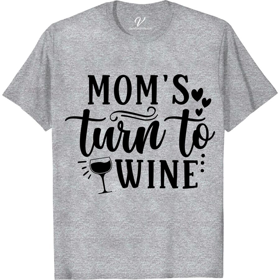 Wine Lover's Vacation Tee - Mom's Turn to Unwind Get ready to uncork some fun with our Wine Lover's Vacation Tee - Mom's Turn to Unwind! Perfect for any wine-themed getaway, this shirt allows you to relax and unwind in style. Pour yourself a glass and enjoy this funny wine tee on your next vacation!