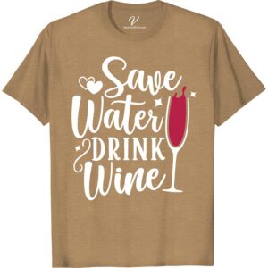 Wine Lover's 'Save Water Drink Wine' Tee - Fun Vacation Shirt Attention all wine enthusiasts! Our 'Save Water Drink Wine' tee is the perfect fun vacation shirt for any wine lover. Show off your love for wine with this wine-themed vacation wear. Whether you're sipping on a glass or touring a vineyard, this wine lover's t-shirt is a must-have for your wine-themed clothing collection. Get yours now and let the good times flow!