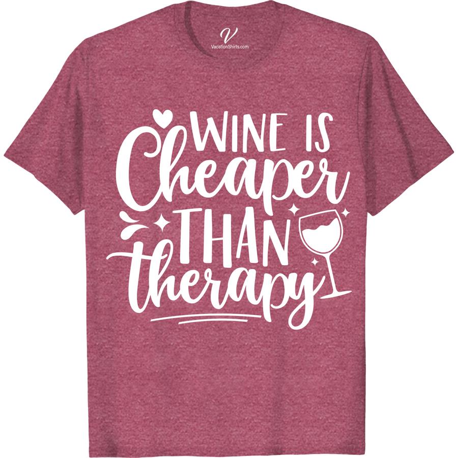 Wine Lover's Therapy Tee - Perfect Vacation Shirt Unwind in style with our Wine Lover's Therapy Tee - the perfect vacation shirt for any wine enthusiast. Whether you're sipping on a glass of Merlot or strolling through vineyards, this wine lover apparel is the ultimate wine therapy clothing for your next getaway.