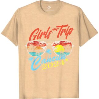 Cancun 2024 Girls' Trip Tee - Tropical Sunglasses Design  Get ready for your Cancun girls' trip with our Tropical Sunglasses Design Tee! Perfect for any ladies' beachwear collection, this Mexico travel t-shirt is a must-have for your summer holiday or bachelorette party. Customize it for your group vacation outfits and make a statement!