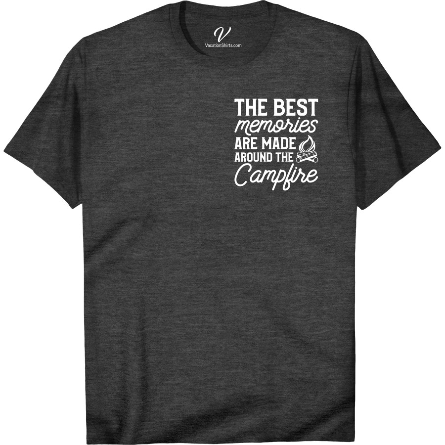 Campfire Memories Tee - Adventure & Vacation Shirt Embrace the great outdoors with our Campfire Memories Tee! This adventure t-shirt is perfect for your next vacation or camping trip. Made for nature lovers, this wilderness wear is a must-have addition to your travel t-shirts and vacation apparel collection.