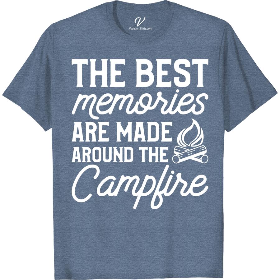 Campfire Memories Tee - Adventure & Vacation Shirt Embrace the great outdoors with our Campfire Memories Tee! This adventure t-shirt is perfect for your next vacation or camping trip. Made for nature lovers, this wilderness wear is a must-have addition to your travel t-shirts and vacation apparel collection.