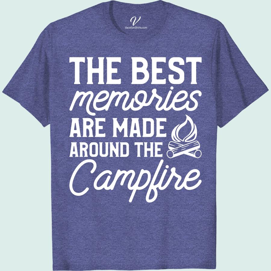 Campfire Memories Tee - Adventure & Vacation Shirt Embrace the great outdoors with our Campfire Memories Tee! This adventure t-shirt is perfect for your next vacation or camping trip. Made for nature lovers, this wilderness wear is a must-have addition to your travel t-shirts and vacation apparel collection.