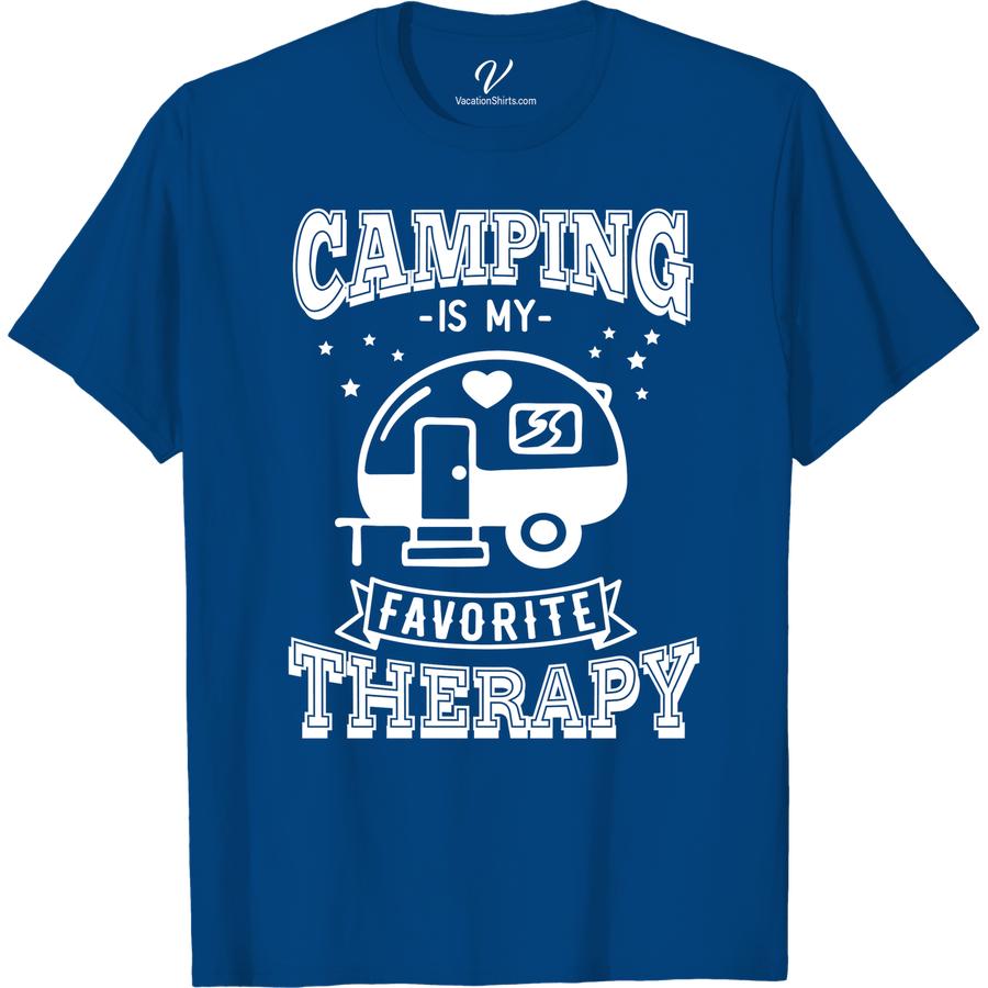 Camping Therapy Tee - Outdoor Graphic Shirt for Nature Lovers Get back to nature with our Camping Therapy Shirt! Perfect for nature lovers, this outdoor graphic tee is a must-have for your camping apparel collection. Whether you're hiking or just enjoying the wilderness, this adventure shirt is the ultimate camping gear for nature therapy.