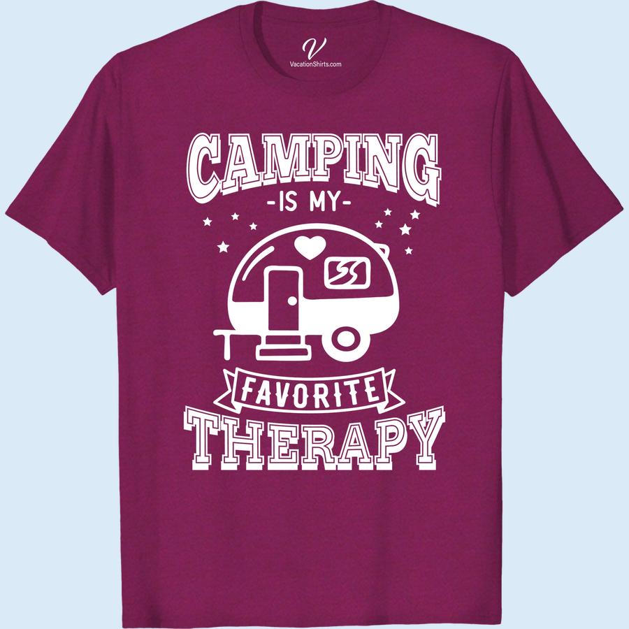 Camping Therapy Tee - Outdoor Graphic Shirt for Nature Lovers Get back to nature with our Camping Therapy Shirt! Perfect for nature lovers, this outdoor graphic tee is a must-have for your camping apparel collection. Whether you're hiking or just enjoying the wilderness, this adventure shirt is the ultimate camping gear for nature therapy.