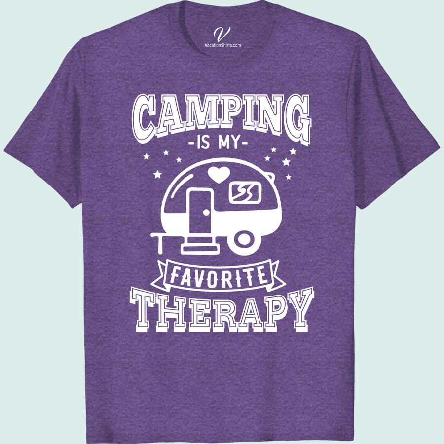Camping Therapy Tee - Outdoor Graphic Shirt for Nature Lovers Get back to nature with our Camping Therapy Shirt! Perfect for nature lovers, this outdoor graphic tee is a must-have for your camping apparel collection. Whether you're hiking or just enjoying the wilderness, this adventure shirt is the ultimate camping gear for nature therapy.