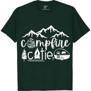 Campfire Cutie Graphic Tee - Perfect for Mountain Getaways  Get ready for your next mountain getaway with our Campfire Cutie Graphic Tee! Our nature-inspired graphic tee is perfect for any outdoor adventure, with cozy campfire clothing vibes and trendy nature tops style. Look fashionable while hiking or relaxing by the fire in our stylish camping clothes.