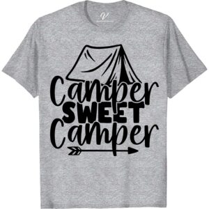 Camper Sweet Camper Tee - Perfect for Outdoor Vacay Lovers  Embrace your love for the great outdoors with our 'Camper Sweet Camper Tee'! This camping t-shirt is a must-have for any outdoor vacation, adventure travel, or RV camping enthusiast. Perfect for hiking, nature lovers, or glamping, our wilderness t-shirt is the ultimate camping apparel.