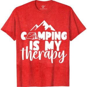Camping Therapy Mountain Tee - Outdoor Lover's Shirt  Discover the ultimate camping therapy shirt for outdoor enthusiasts! Our mountain tee is perfect for nature therapy clothing, hiking, and wilderness adventures. Cozy up by the campfire in this adventure t-shirt, designed for the true forest therapy tee lover. Get your outdoor lover t-shirt now!