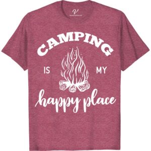 Outdoor Adventure Camping Graphic Tee - Happy Place Shirt  Embrace the great outdoors with our 'Happy Place' camping t-shirt. Perfect for nature lovers, this outdoor adventure tee features a stunning graphic design that captures the spirit of wilderness exploration. Whether you're hiking or sitting around a campfire, this shirt is a must-have for any explorer's adventure apparel collection.