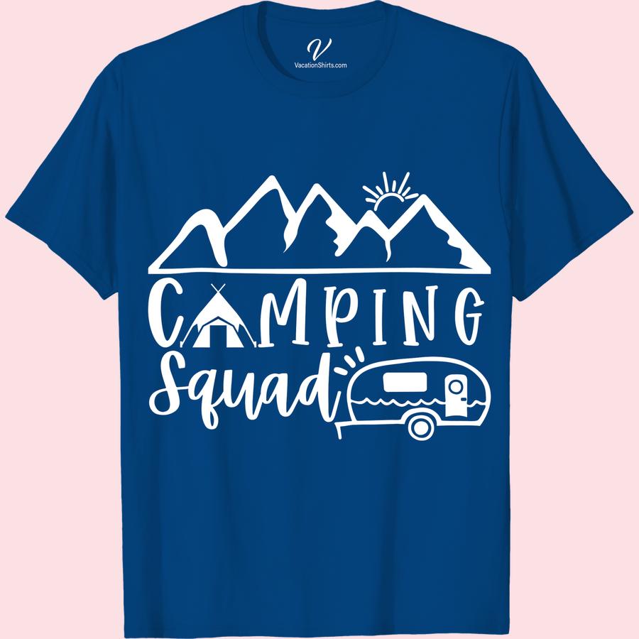 Outdoor Adventure Squad Graphic Tee - Mountain Camp Shirt Get ready for your next outdoor adventure with our Mountain Camp Shirt! This graphic tee for camping is perfect for any nature lover, hiking enthusiast, or member of the wilderness squad. Made for mountain exploration and outdoor activities, this t-shirt will be your go-to for every camping trip.