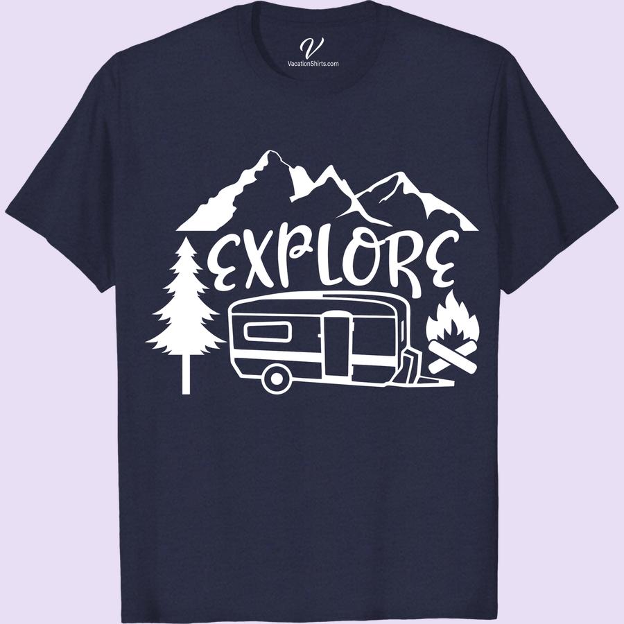Adventure Graphic Tee - Mountain & Camper Design Hit the trails in style with our Adventure Graphic Tee featuring a stunning mountain and camper design. Perfect for outdoor enthusiasts, this nature-inspired t-shirt is ideal for hiking, camping, or any wilderness adventure. Elevate your travel clothing collection with this must-have adventure clothing!