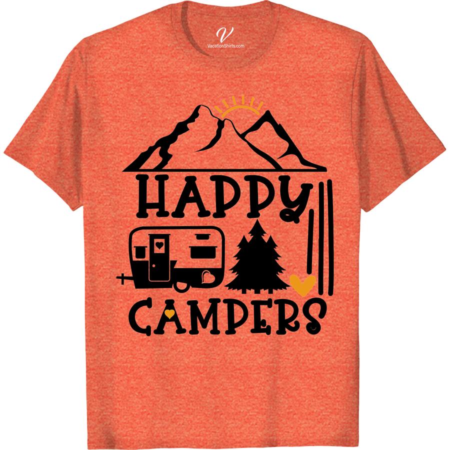 Happy Campers RV & Mountain Tee - Outdoor Adventure Shirt Embrace the wilderness with our 'Happy Campers RV & Mountain Tee' - the perfect outdoor adventure shirt for nature lovers. This camping t-shirt is not just an RV camping shirt, it's a statement of your love for the great outdoors. Gear up with this mountain shirt and be the envy of all happy campers!