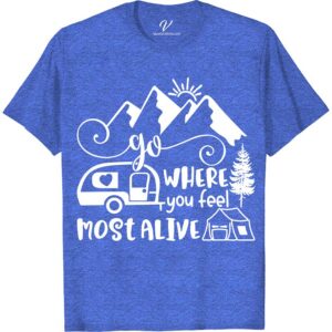 Adventure Awaits Outdoor Tee - Mountain & Camping Design Get ready for your next adventure with our Adventure Awaits Outdoor Tee! With a stunning mountain design, this camping t-shirt is perfect for hiking, nature lovers, and wilderness enthusiasts. As an outdoor clothing brand, we offer top-quality adventure wear for all your travel needs.