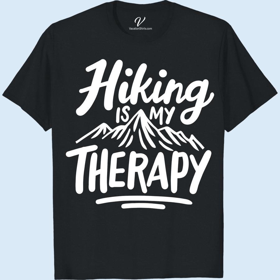 Outdoor Adventure Tee - Hiking Therapy Mountain Graphic Embrace the healing power of nature with our Hiking Therapy Mountain Graphic tee. Designed for outdoor adventure enthusiasts, this trekking t-shirt features a stunning mountain graphic and embodies the spirit of hiking therapy. Elevate your wilderness wardrobe with this essential piece of adventure apparel.