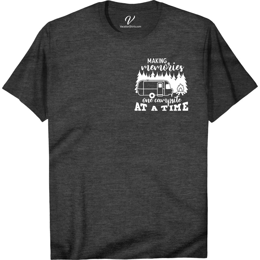Campsite Memory Maker Tee - Perfect Vacation Shirt | VacationShirts.com Embrace the great outdoors with our Campsite Memory Maker Tee! This nature-inspired shirt is the perfect addition to your travel clothing collection. Ideal for camping, hiking, and summer vacations, it's the ultimate adventure wear for making lasting memories around the campfire.