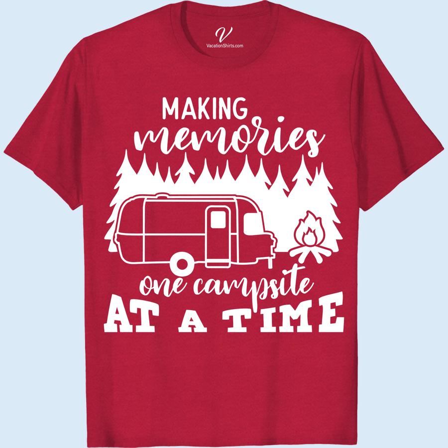 Campsite Memory Maker Tee - Perfect Vacation Shirt | VacationShirts.com Embrace the great outdoors with our Campsite Memory Maker Tee! This nature-inspired shirt is the perfect addition to your travel clothing collection. Ideal for camping, hiking, and summer vacations, it's the ultimate adventure wear for making lasting memories around the campfire.