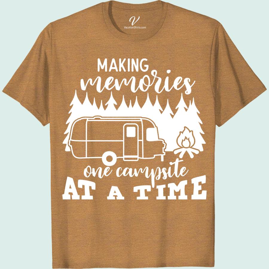Campsite Memory Maker Tee - Perfect Vacation Shirt | VacationShirts.com Embrace the great outdoors with our Campsite Memory Maker Tee! This nature-inspired shirt is the perfect addition to your travel clothing collection. Ideal for camping, hiking, and summer vacations, it's the ultimate adventure wear for making lasting memories around the campfire.
