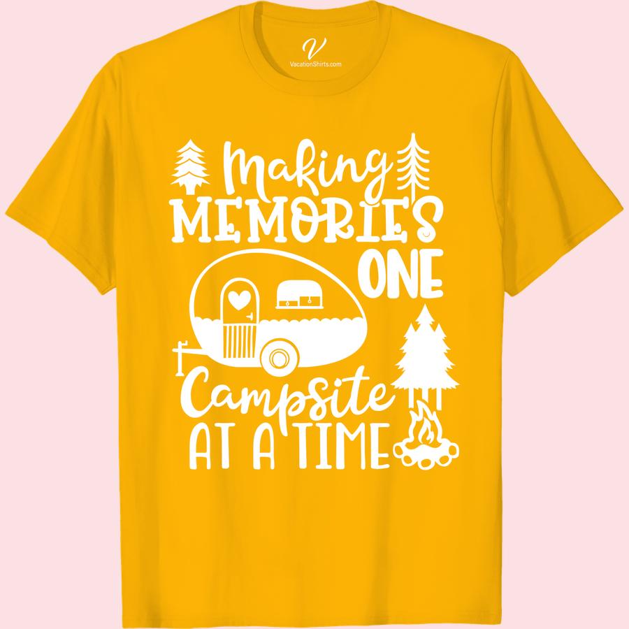 Campsite Memories Tee - Outdoor Adventure Shirt Embrace the great outdoors with our Campsite Memories Shirt. Perfect for any nature lover, this outdoor adventure tee is ideal for forest camping, hiking, or sitting by the campfire. Show off your love for the wilderness with this must-have summer vacation tee and national park shirt.