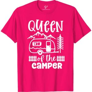 Queen of the Camper Mountain & RV Tee - VacationShirts.com Hit the road in style with our 'Queen of the Camper T-Shirt'! Perfect for any mountain camping adventure or RV vacation, this tee is a must-have for any camping queen. Show off your love for the great outdoors and RV life with this trendy and comfortable camping apparel.