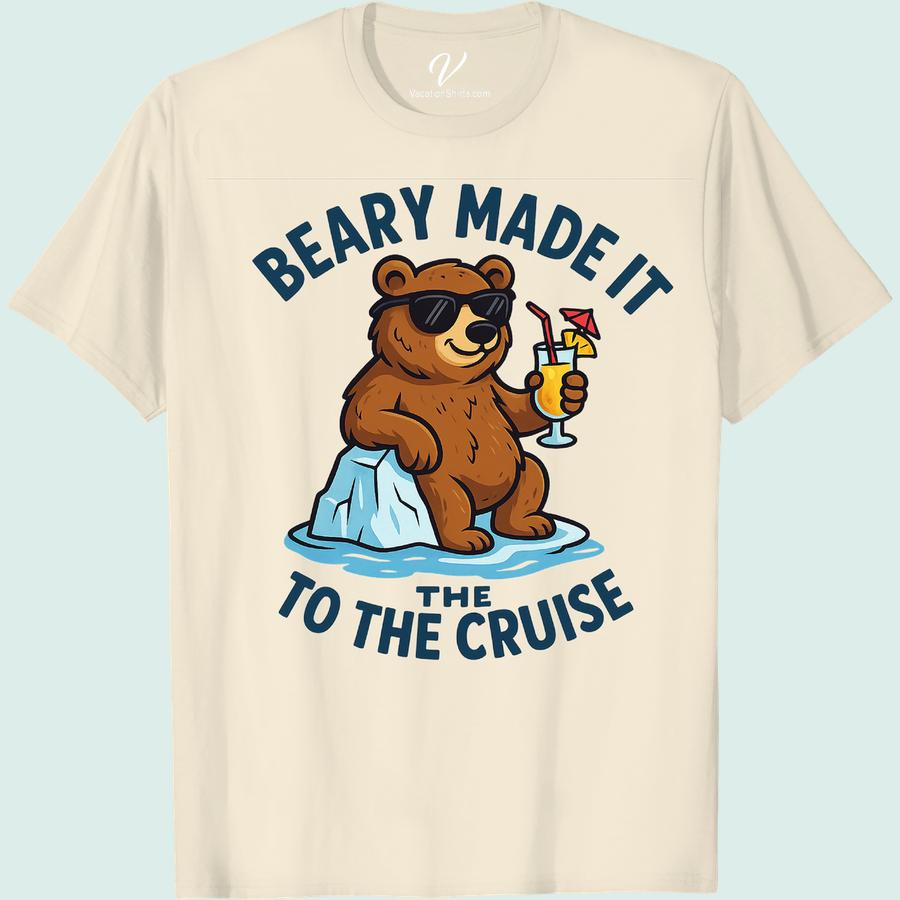 Beary Cruise Tee - Fun Bear in Sunglasses & Cocktail Vibes Unleash your fun side with our 'Beary Cruise T-shirt'. This Vacation Bear Shirt features an adorable bear rocking sunglasses and cocktail vibes. It's not just a Sunglasses Bear Tee, it's a statement. Turn heads and make waves with this Beary Fun Cruise Shirt. Vacation Cocktail T-Shirt reimagined!