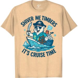 Shiver Me Timbers Cruise Tee: Pirate Bear Adventure Shirt Set sail for fun with our Shiver Me Timbers Cruise Tee! This Pirate Bear Adventure T-shirt is your ticket to high seas style. Perfect for family vacations, it's the ultimate Maritime Adventure Cruise Shirt. Grab our cool, adventure-themed pirate shirt and make your summer sea adventure unforgettable!