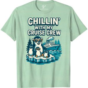Chillin' Cruise Crew Tee: Penguins, Waves & Ship Vibes Rock our Chillin' Cruise Crew Tee on your next sea voyage. This Penguin Themed Apparel merges Oceanic holiday T-Shirts with Nautical Vacation Tees, blending Penguins, Waves & Ship Vibes. Perfect for your summer vacation apparel collection, our Cruise Ship T-Shirts enhance the chill of your cruise vacation!