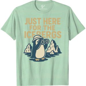 Chill Adventure Tee: Penguin & Icebergs on Vibrant Red  Express your wanderlust with our Penguin Adventure T-Shirt! The Chill Adventure Tee Design features lively penguins & icebergs on a Vibrant Red Travel Tee. Our Iceberg Print Vacation Shirts are unisex, so perfect for all. Stay cool this summer with our Red Adventure Theme T-Shirts!