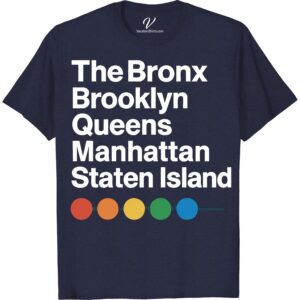NYC Boroughs Tee: Explore The City's Iconic Style Boldly  Navigate the NYC landscape sartorially with our 'NYC Boroughs Tee'. This trendy statement tee captures New York City fashion in a bold, iconic style. Express your love for city exploration with this iconic NYC style tee; it's more than just a T-shirt, it is your NYC themed vacation shirt.