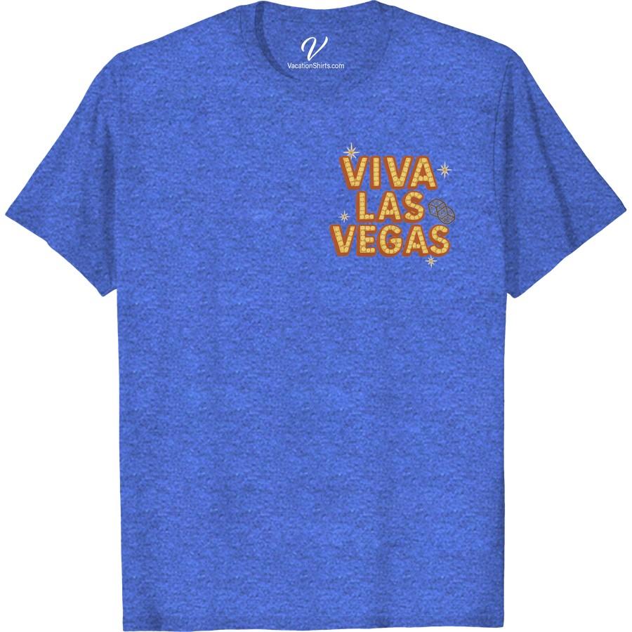 Viva Las Vegas Tee - Bold Design with Dice & Starburst Flair Get ready to rock the Vegas strip with our Viva Las Vegas Tee - a Bold Vegas T-shirt with a playful Dice Design! Style meets comfort in this Vegas Style T-shirt featuring a vibrant Starburst Flair. Perfect as your next Vegas Vacation Shirt, this Las Vegas Vacation Apparel is as memorable as Sin City itself!