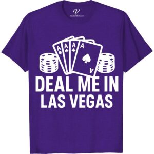 Bold Vegas Poker Tee: Aces & Chips Design for Casino Lovers Unleash your daring side with our Bold Vegas Poker Shirt, a perfect fusion of style and love for the game. With Aces & Chips Design Tee, this shirt is a must for every casino lover. Ideal as a poker player gift or as your go-to Las Vegas vacation shirt.