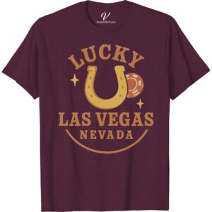Lucky Las Vegas Vacation T-Shirt - Horseshoe & Poker Chip Design Show off your winning spirit with our Las Vegas Vacation Shirt! This Lucky Vegas T-Shirt, adorned with a Horseshoe Design and Poker Chip Design, is perfect to celebrate your Vegas gambling adventure. Unisex, it's the ideal vacation souvenir shirt for all Las Vegas lovers. Embrace the Vegas vibe!