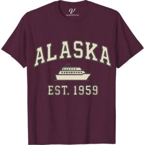 Alaska Cruise Ship Graphic Tee - Collegiate Style, Est. 1959  Capture the thrill of the journey with our 'Alaska Cruise Ship Graphic Tee - Collegiate Style, Est. 1959.' Combining vacation graphic prowess with a classic collegiate vibe, this Alaska cruise shirt is perfect vacationwear. Embrace the spirit of adventure and nostalgia with this 1959 cruise ship graphic tee!