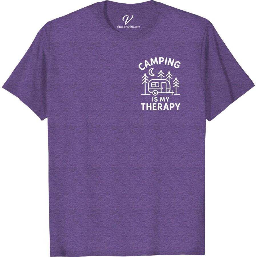 Camping Therapy Tee: Cozy Cotton with Trees & Moon Design Experience the essence of adventure with our 'Camping Therapy T-Shirt'. A perfect blend of coziness and outdoorsy design, this Cotton Camping Tee features a moon and tree design for an authentic camping touch. Ideal as a Camping T-Shirt Gift, this Camping Enthusiast Cotton T-Shirt is the perfect wardrobe staple!