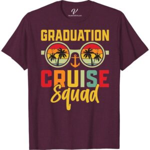 Grad Cruise Squad Tee: Sunset & Palm Tree Sunglass Design Soak up the sun in style with our Grad Cruise Squad Shirt! The Tropical Vacation Shirt features a stunning Sunset Palm Tree Tee design, reflected distinctively in sunglass imagery. Enhance your Cruise Vacation T-shirt collection and celebrate your graduation sea journey dressed to impress!